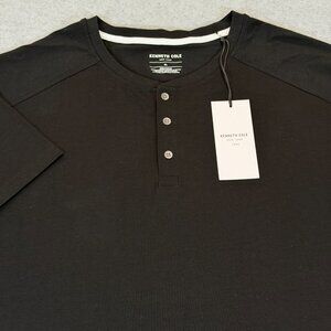 Kenneth Cole New York Men's Short Sleeve Henley T-Shirt XL Black Stretch NWT